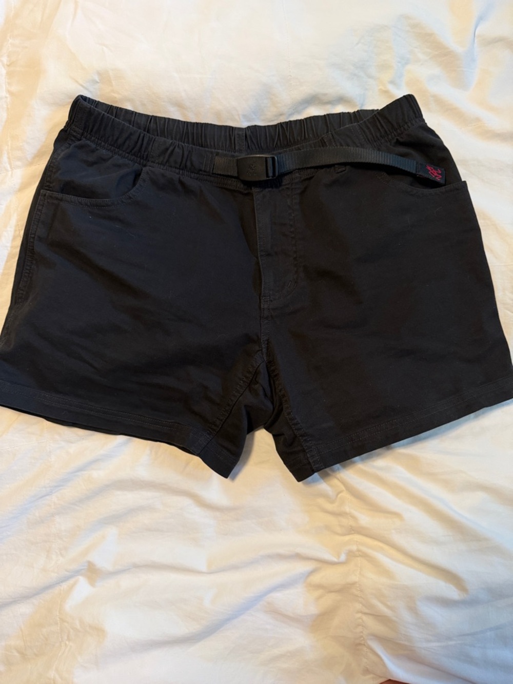 Women’s Black Athletic Shorts with Integrated Webbing Belt